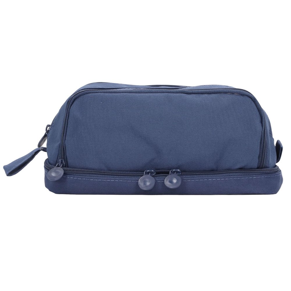 Durable Canvas Pencil Case, Large Capacity, Dark Blue