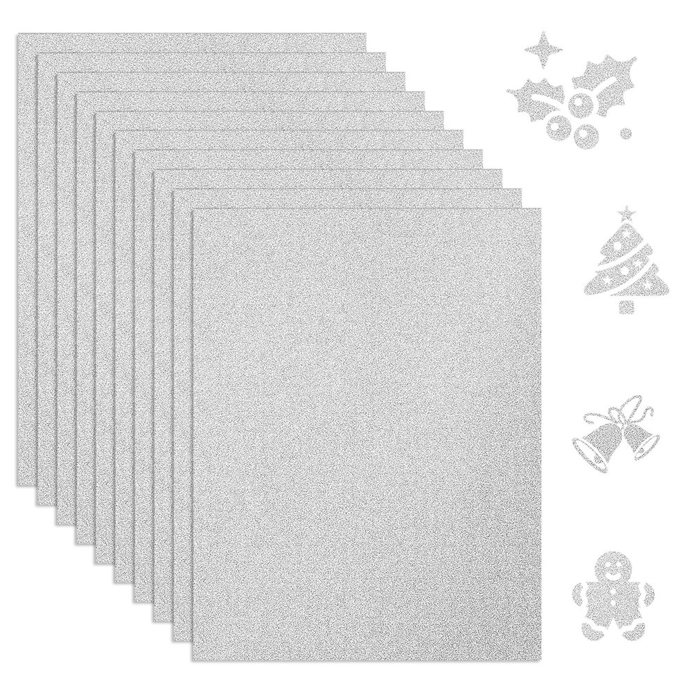 HDFHDF 10 Sheets Glitter Paper A4 Silver