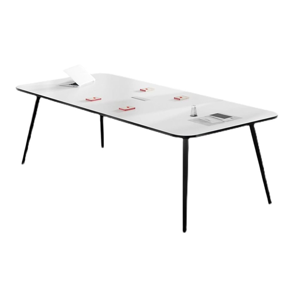 Office Conference Table, 159.8 cm L x 79.8 cm W, 6-Person Meeting Desk with Cable Management and Metal Frame