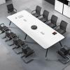 Office Conference Table, 159.8 cm L x 79.8 cm W, 6-Person Meeting Desk with Cable Management and Metal Frame view 2