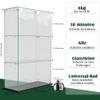BPKADHY Glass Display Cabinet with LED Lighting, 2 Doors, 3 Tiers, Black view 2