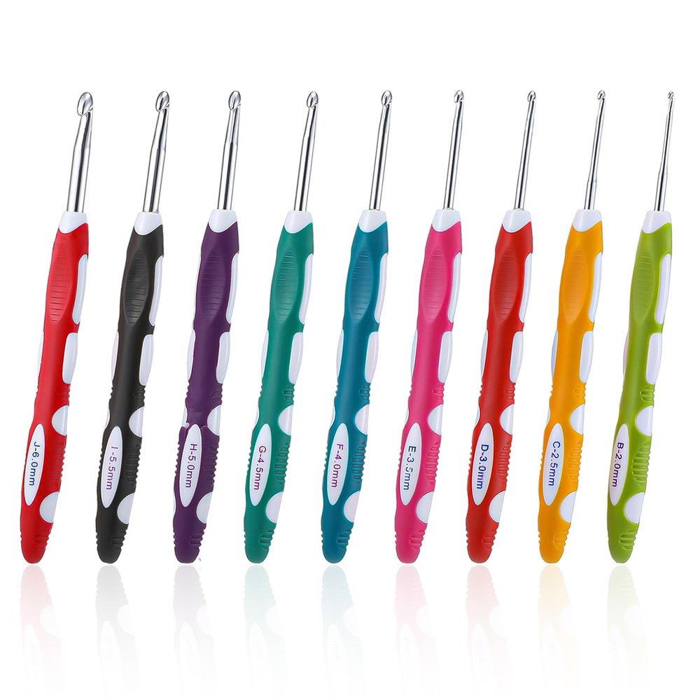 SULIKJHUI 9-Piece Ergonomic Crochet Hook Set