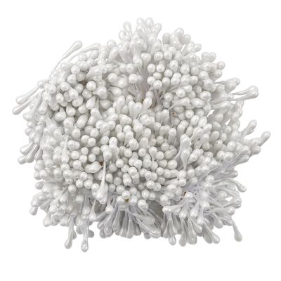 guduling 1500 Pcs Artificial Flower Stamen, 3mm Pipe Cleaner Flower Stamen for DIY, Valentine's Bouquets, Weddings, and Scrapbooking, White