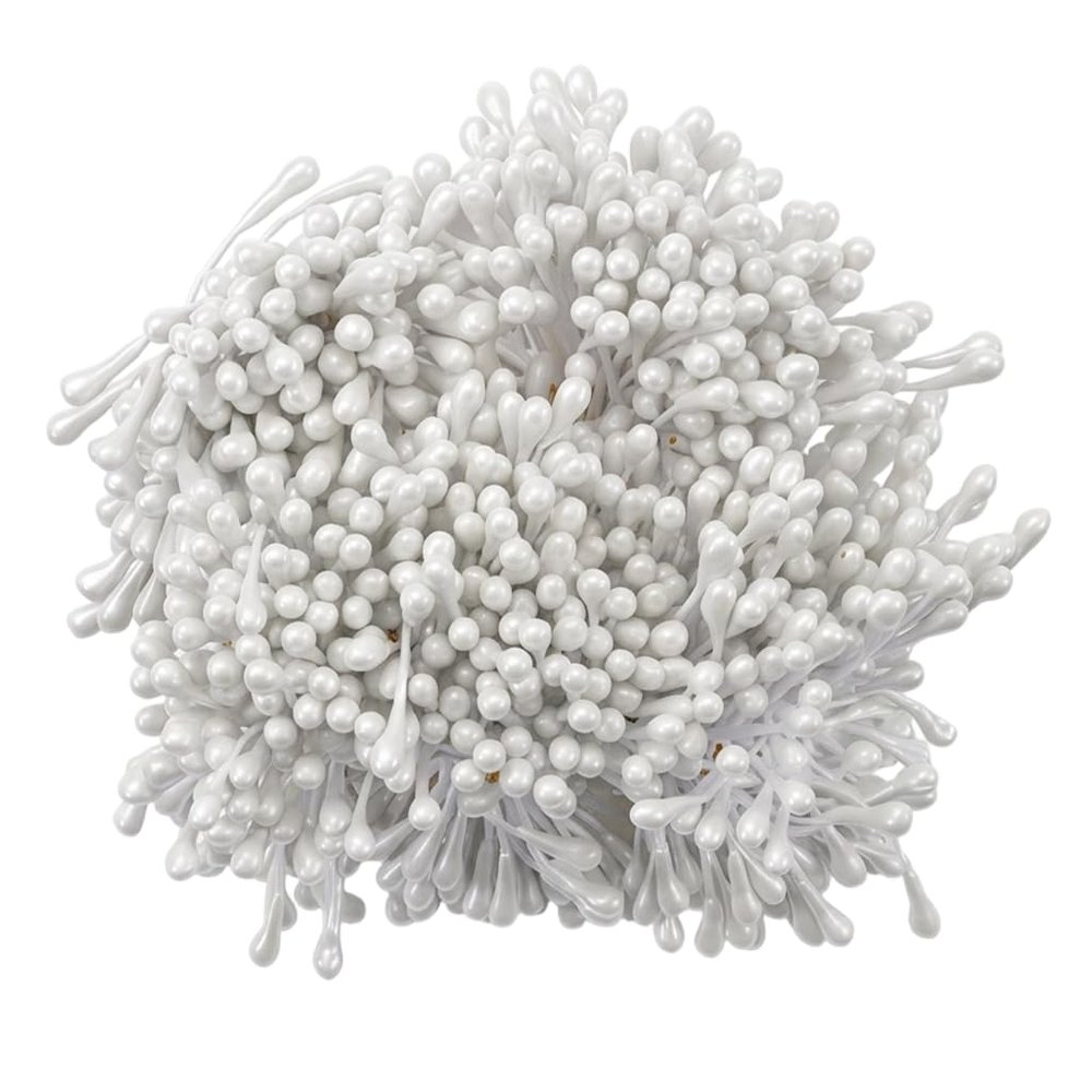 guduling 1500 Pcs Artificial Flower Stamen, 3mm Pipe Cleaner Flower Stamen for DIY, Valentine's Bouquets, Weddings, and Scrapbooking, White