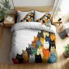Generic Kids' Bedding Set for Boys and Girls, 155 x 220 cm, 3D Cute Abstract Cat Duvet Cover with Zipper, Soft Microfiber, 2 Pillowcases, White view 1