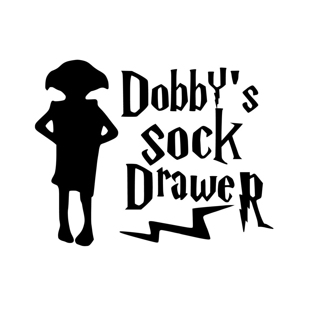 Dobby Sock Drawer Wall Sticker - Black, 15 cm x 15 cm