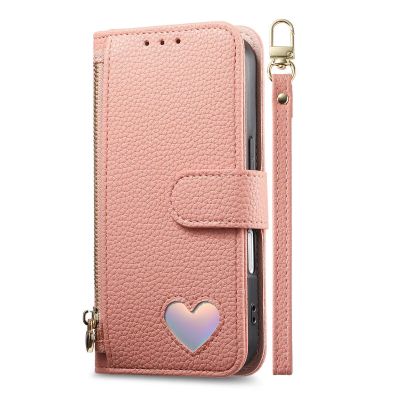 TUUNKMUY Case for Google Pixel 9, Pink Love Pattern Wallet Folio with Zipper