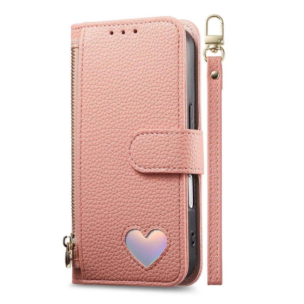TUUNKMUY Case for Google Pixel 9, Pink Love Pattern Wallet Folio with Zipper