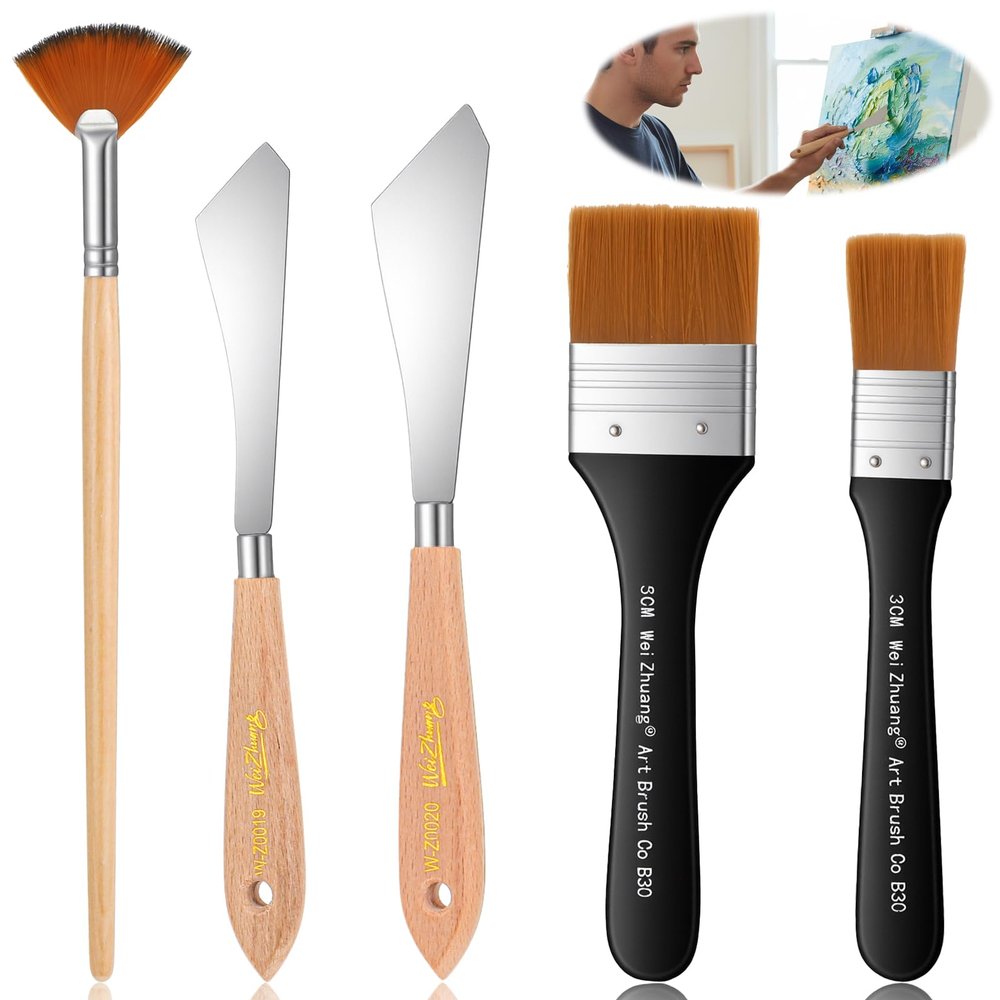 5-Piece Spatula and Acrylic Brush Set