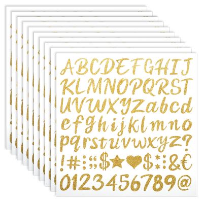 810 Pcs 10 Sheets Gold Glitter Letter Stickers