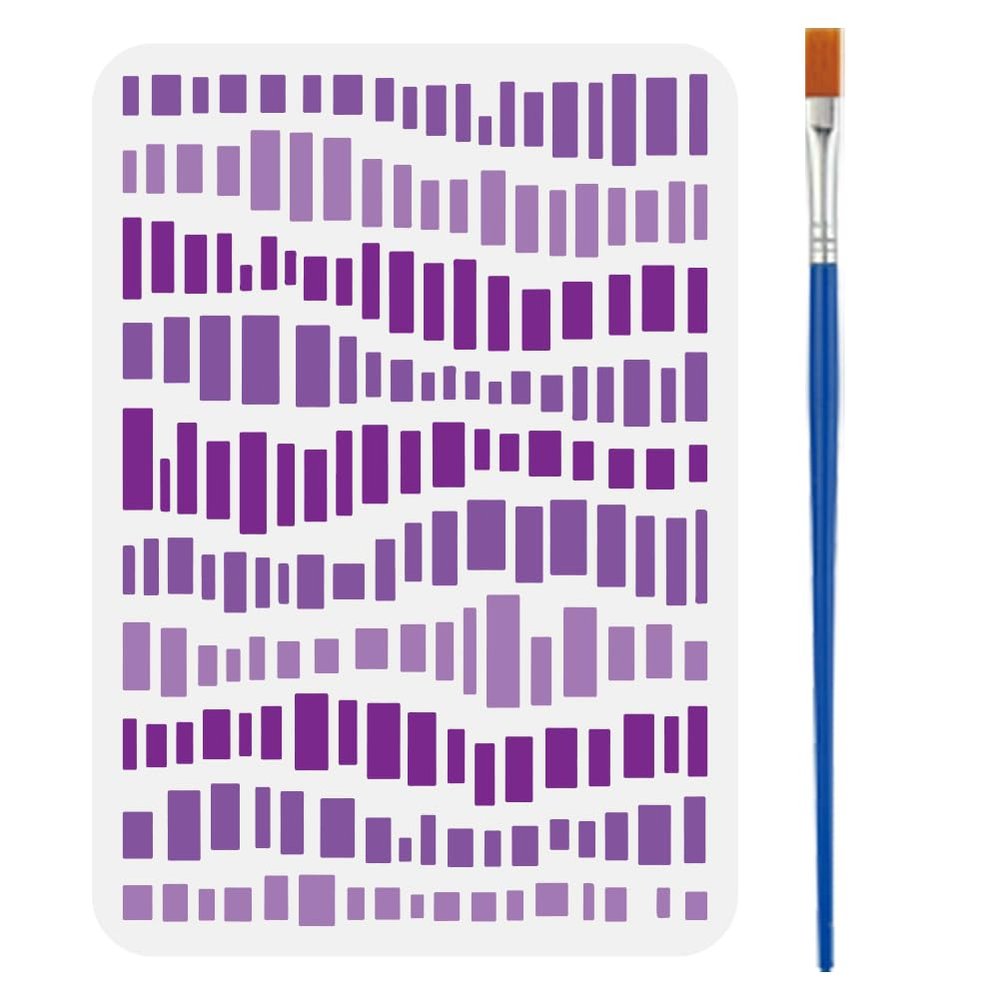 FINGERINSPIRE Stencil for Irregular Stripes 29.7x21cm with Brush