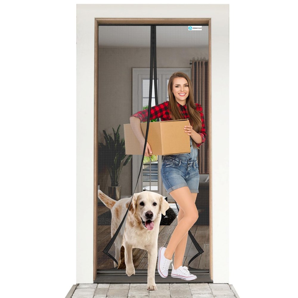 Magnetic Fly Screen Door 55 x 190 cm, Fiberglass Mesh, Black