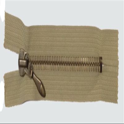 Metal Zipper for Jeans 12 cm Beige Antique Brass