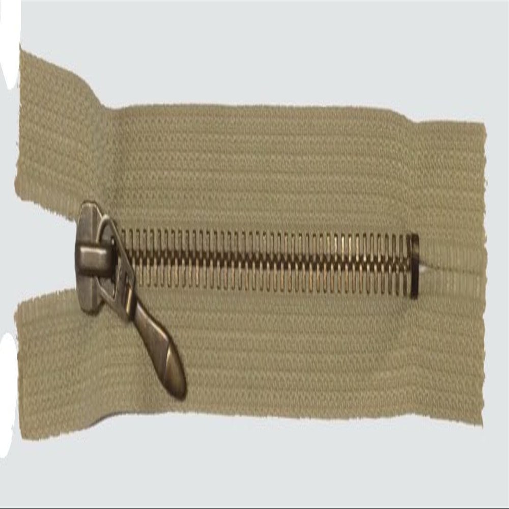 Metal Zipper for Jeans 12 cm Beige Antique Brass