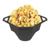 Foldable Silicone Microwave Popcorn Bowl, Black with Lid view 1