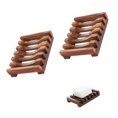 2-Pack Eco-Friendly Wooden Soap Dish