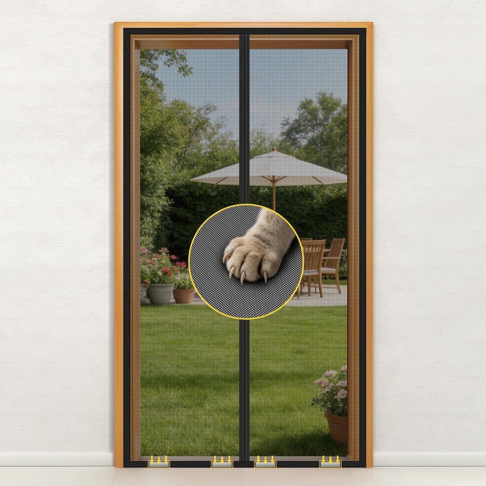 fowong Magnetic Insect Screen for Balcony Doors, Up to 5 Years, Extra-Thick 250 g/m² Pet Mesh, Black, 230 x 280 cm