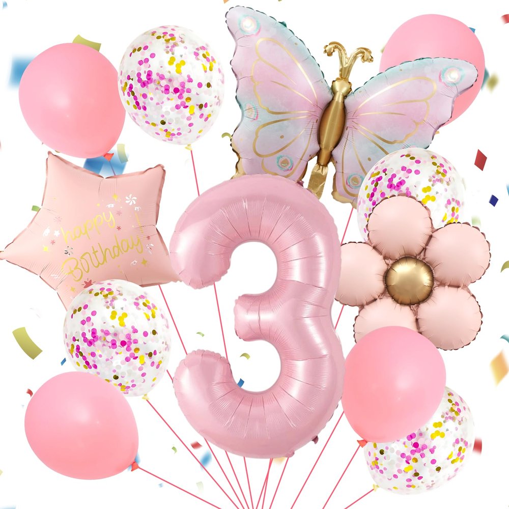 12-Piece 3rd Birthday Butterfly Decoration Set