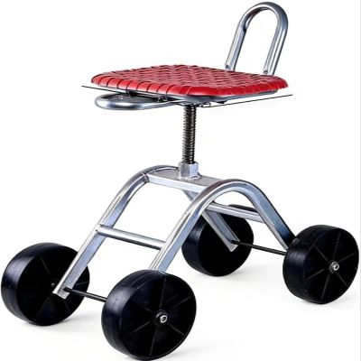 Rolling Garden Stool with 2 Wheels and Adjustable Backrest