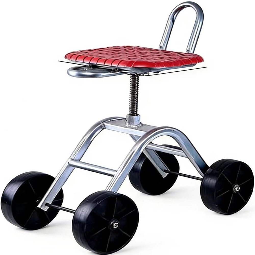 Rolling Garden Stool with 2 Wheels and Adjustable Backrest