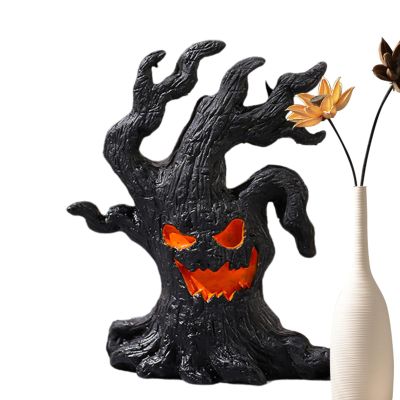 Halloween Tree Bark Faces Statue