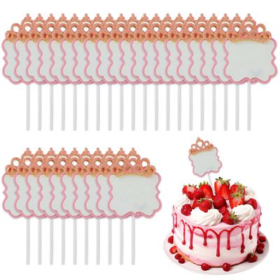 CATZUM 30 Pack Crown Cupcake Toppers