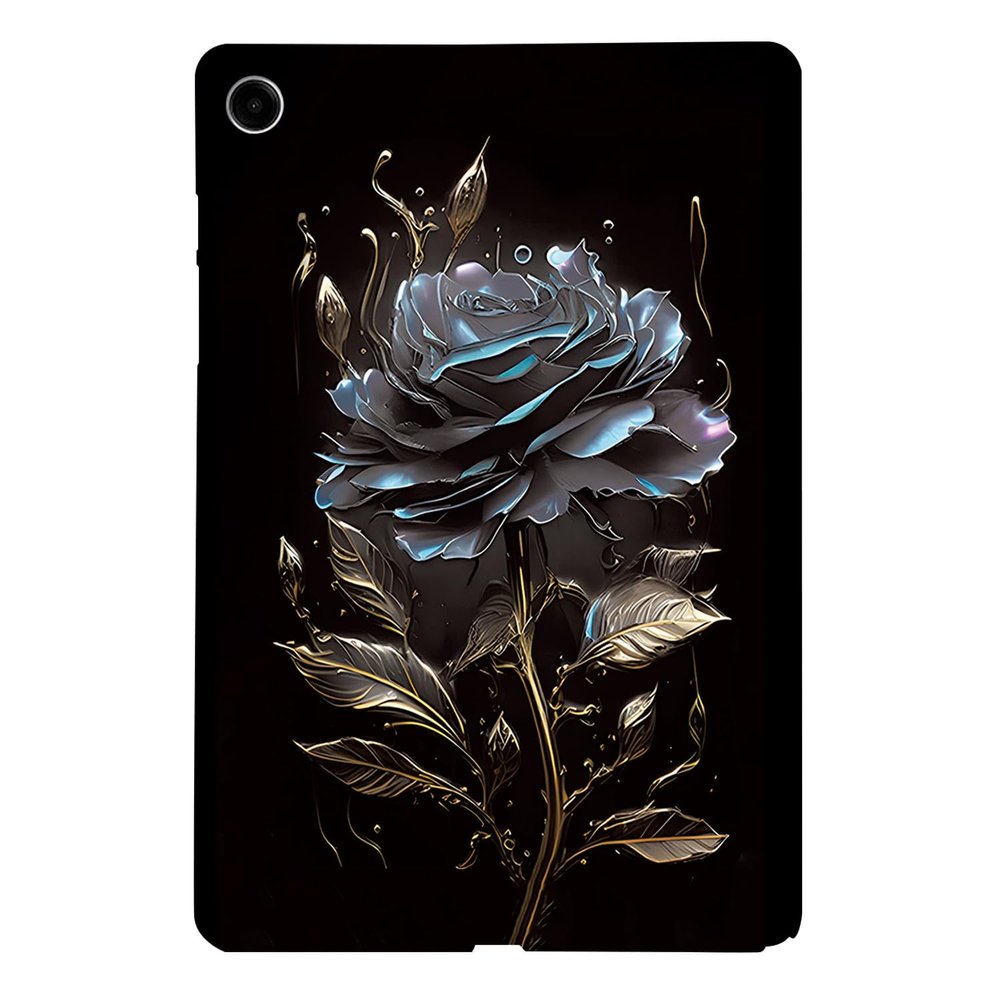 Patterned Tablet Case for Samsung Galaxy Tab A8 10.5 SM-X200, Black 3D Rose