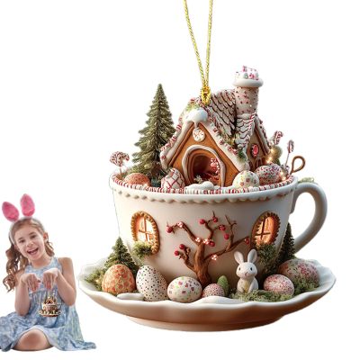 12 cm Flat Easter Egg Bunny House Decoration