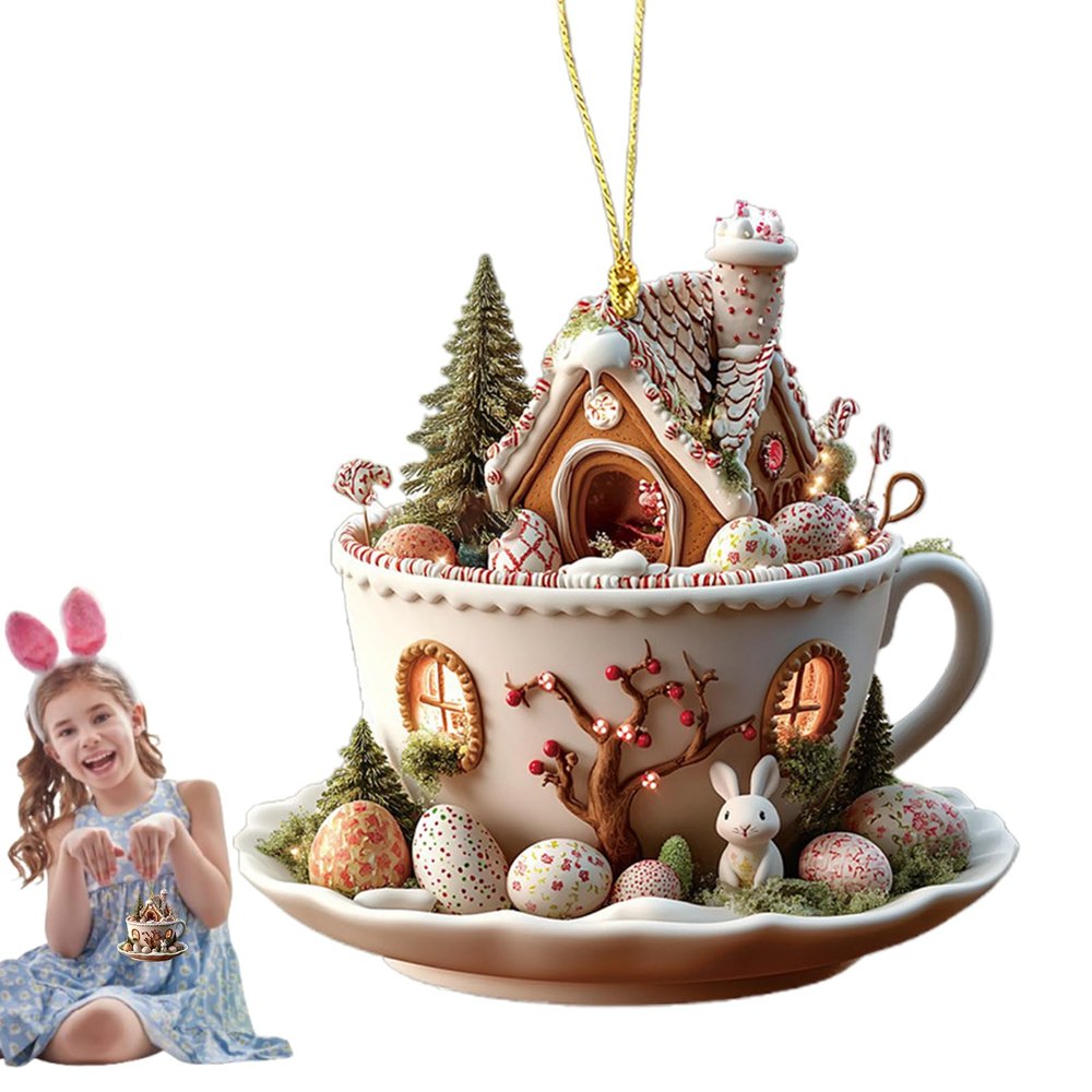 12 cm Flat Easter Egg Bunny House Decoration