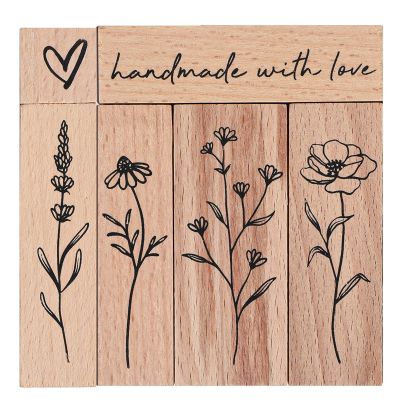 6-Piece Vintage Wood Stamp Set