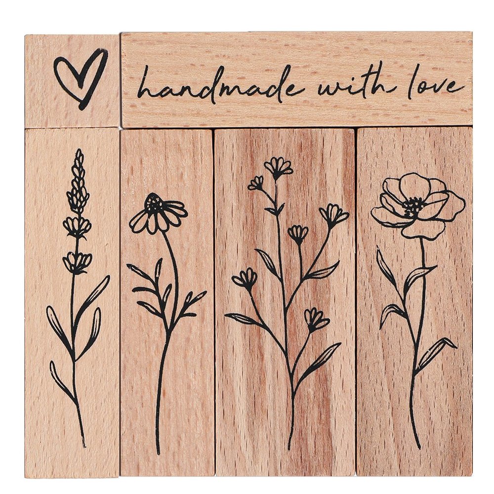 6-Piece Vintage Wood Stamp Set