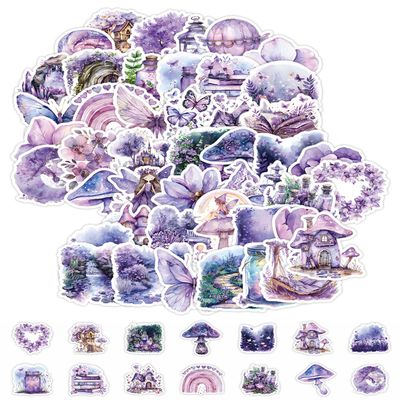 QLEUIFT 50 Pcs Purple Garden Sticker Set