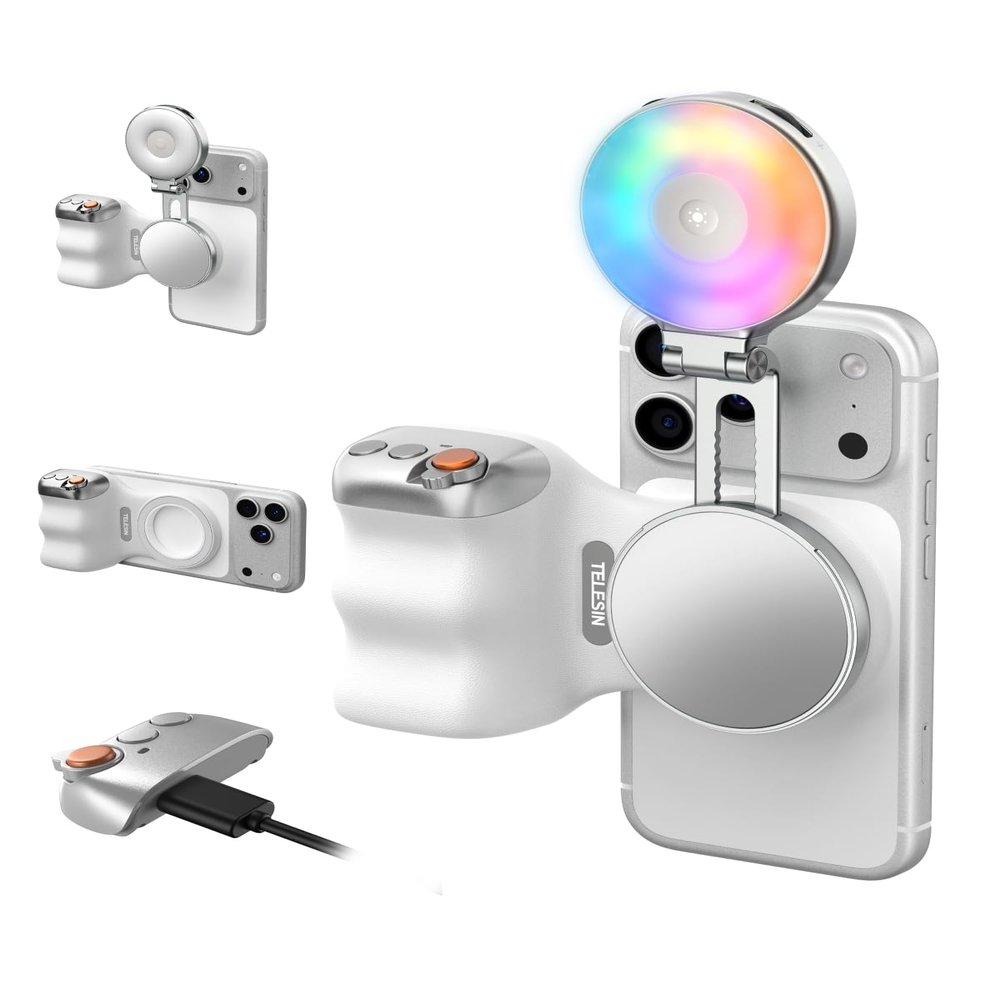TELESIN Fun Shot Smartphone Grip + 4-in-1 RGB Selfie Light Creator Kit