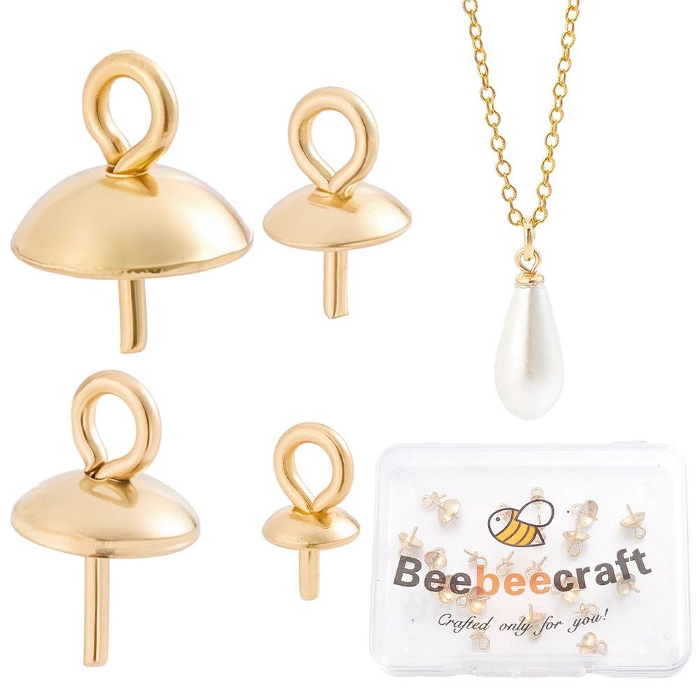 Beebeecraft 40 Pcs Cup Pearl Peg Bails