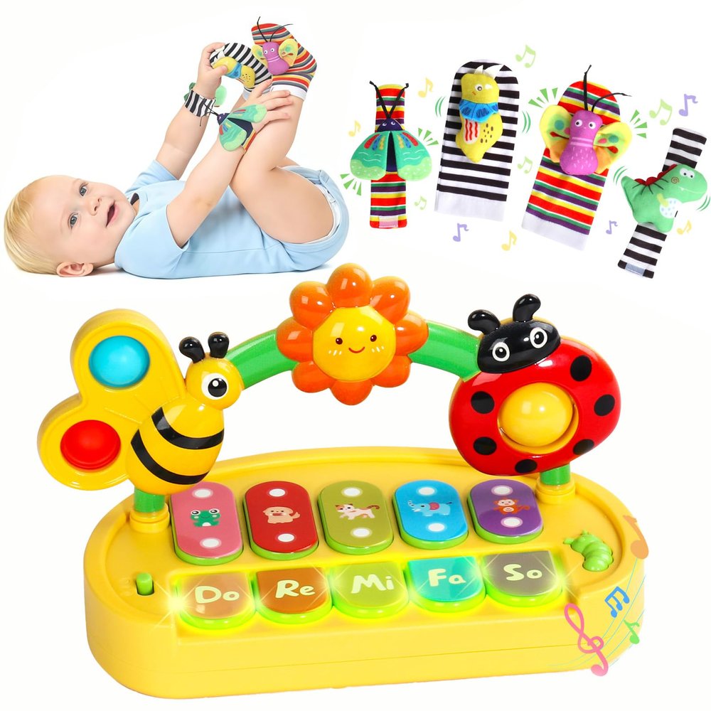 Baby Toy for 0–6 Months, Musical Toy, Rattle Socks, Motor Skills Toy