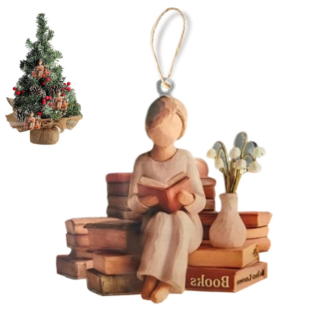 Book Ornament - 2D Decoration of a Reading Girl