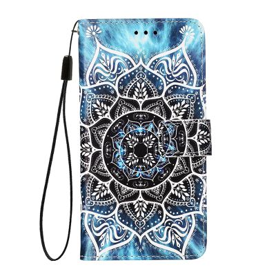 EuoDuo Flip Case for Huawei P20 Lite, PU Leather Wallet Case, Blue Mandala