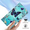 EuoDuo Flip Case for Honor X8A 4G, PU Leather Wallet Case with Card Slots, Green Butterfly Pattern view 4