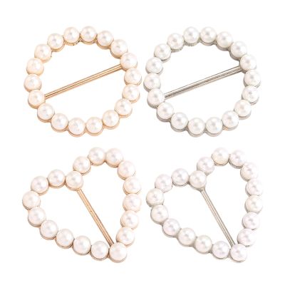 Generic Scarf Buckle - 4X T-Shirt Tie Clips with Pearls