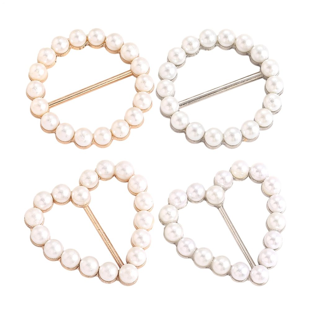 Generic Scarf Buckle - 4X T-Shirt Tie Clips with Pearls