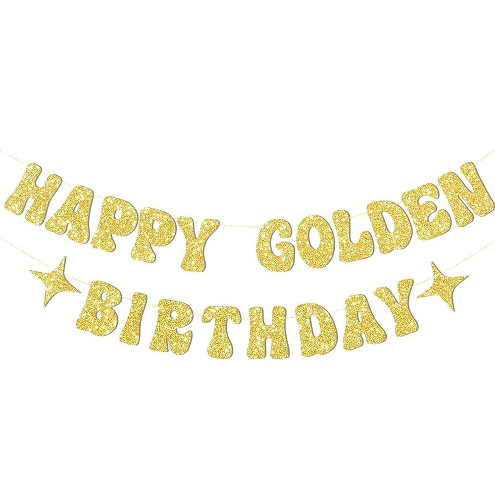 Ovanda Golden Happy Birthday Banner