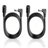 2-Pack 2 m 5.5 x 2.1 mm 12/24V DC Power Extension Cables, 90° Right-Angle Male to Female, 22AWG, Black view 1