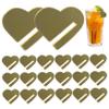Ginwrek Drink Markers, Gold Heart Charms, Double-Sided, Reflective, Blank, Acrylic, 20 Pieces view 1
