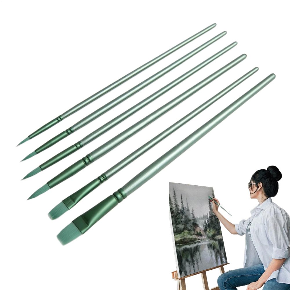 Watercolor Brush Set, Synthetic Nylon Bristles | 6-Piece Multi-Purpose Painting Set