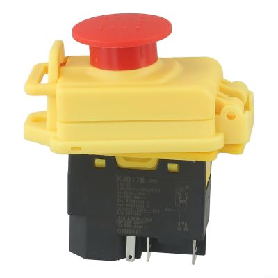 KJD17B 5-Pole Electromagnetic Push-Button Switch for Mini Metal Lathes, No-Volt Release, IP54, 250 V, Yellow/Black