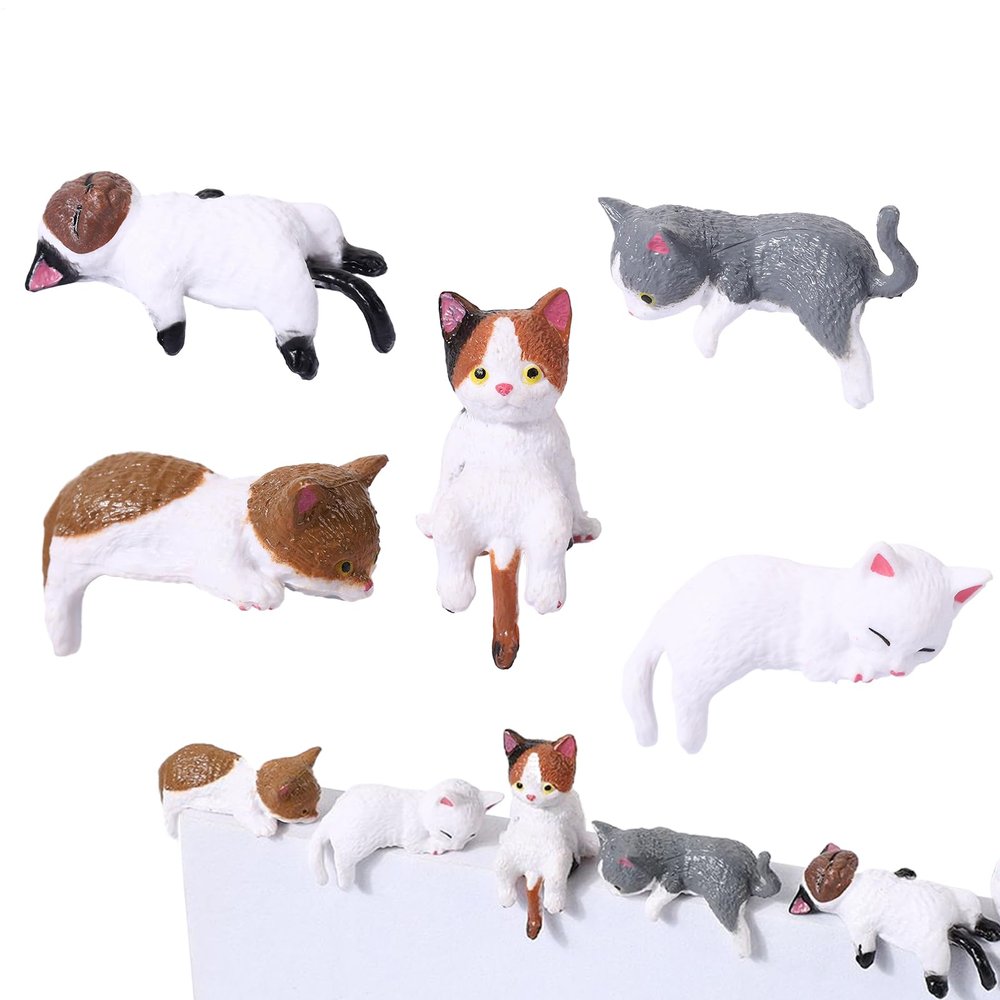Liakyunf Cat Figurines for Car & Home - 5-Piece Resin Set
