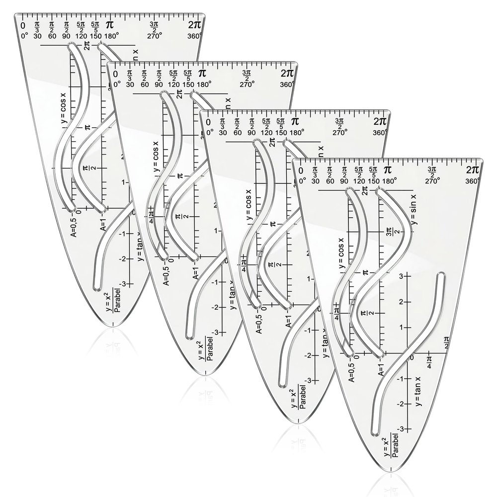 Parabola Template Math Curve Ruler, 4 Pack