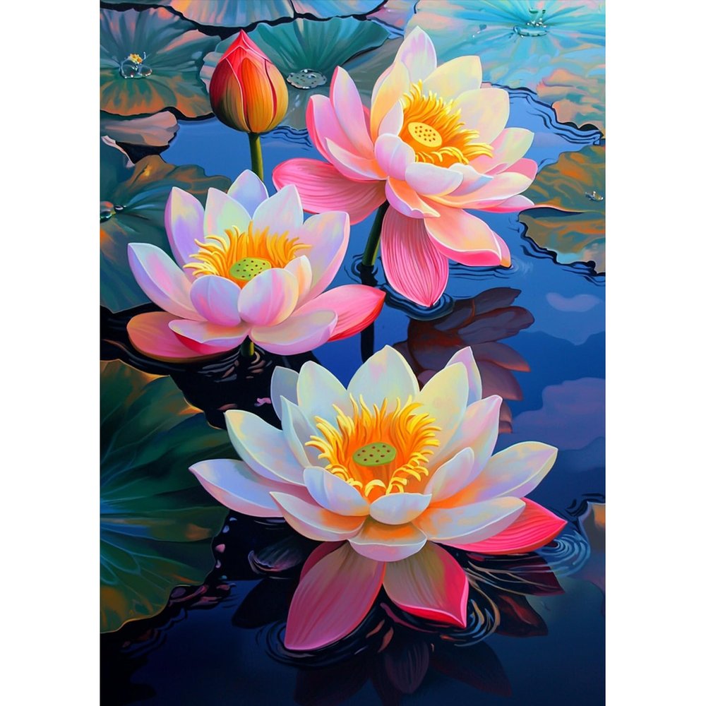 MAXBYE Pink Lotus Diamond Painting Kit for Adults