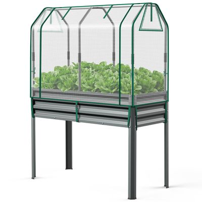 Ohuhu Metal Raised Garden Bed with Greenhouse, 120 x 54 x 150 cm