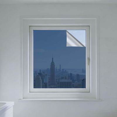 Self-Adhesive Mirror Window Film 85 x 250 cm, UV and Heat Protection, Blue-Silver